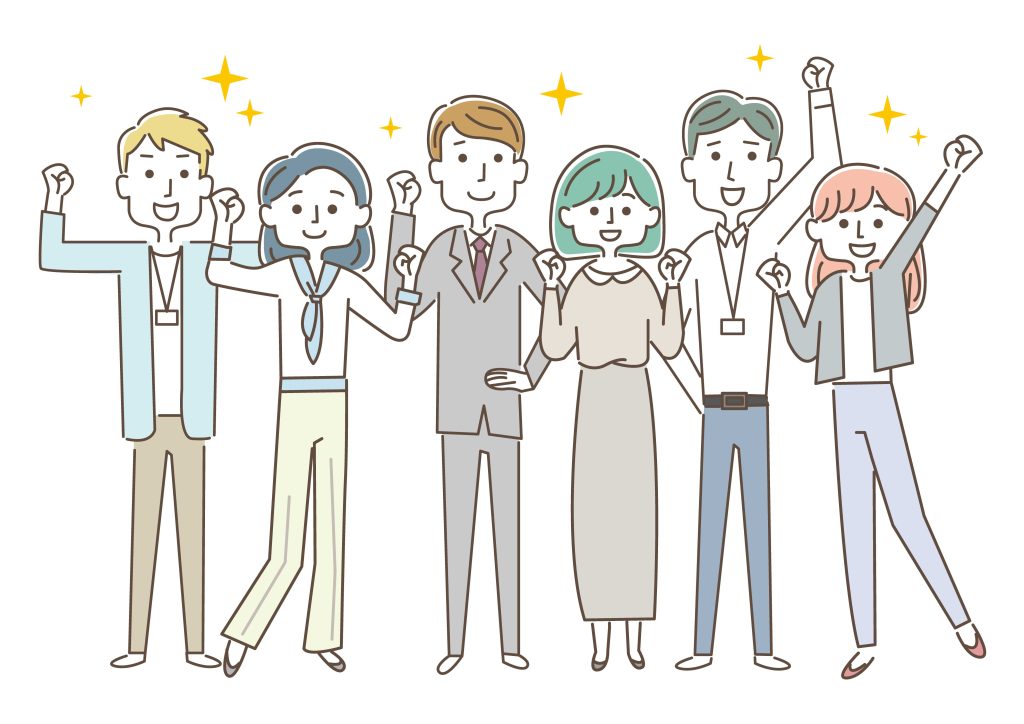笑顔の会社員6人